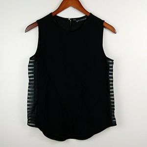 Sleeveless black top with sheer striped sides